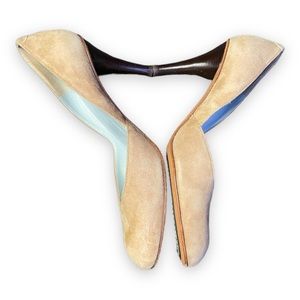 Malo Leather High Heels Camel Tan Pumps Neutral Genuine Neutral Suede 39